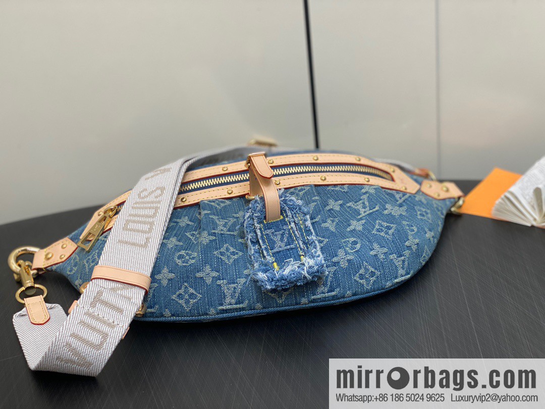 [Boutique‑grade] M46847 blue denim, denim breast bag fanny pack series, the latest bumbag fanny pack.