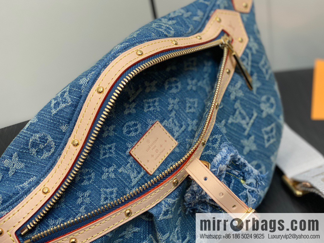 [Boutique‑grade] M46847 blue denim, denim breast bag fanny pack series, the latest bumbag fanny pack.