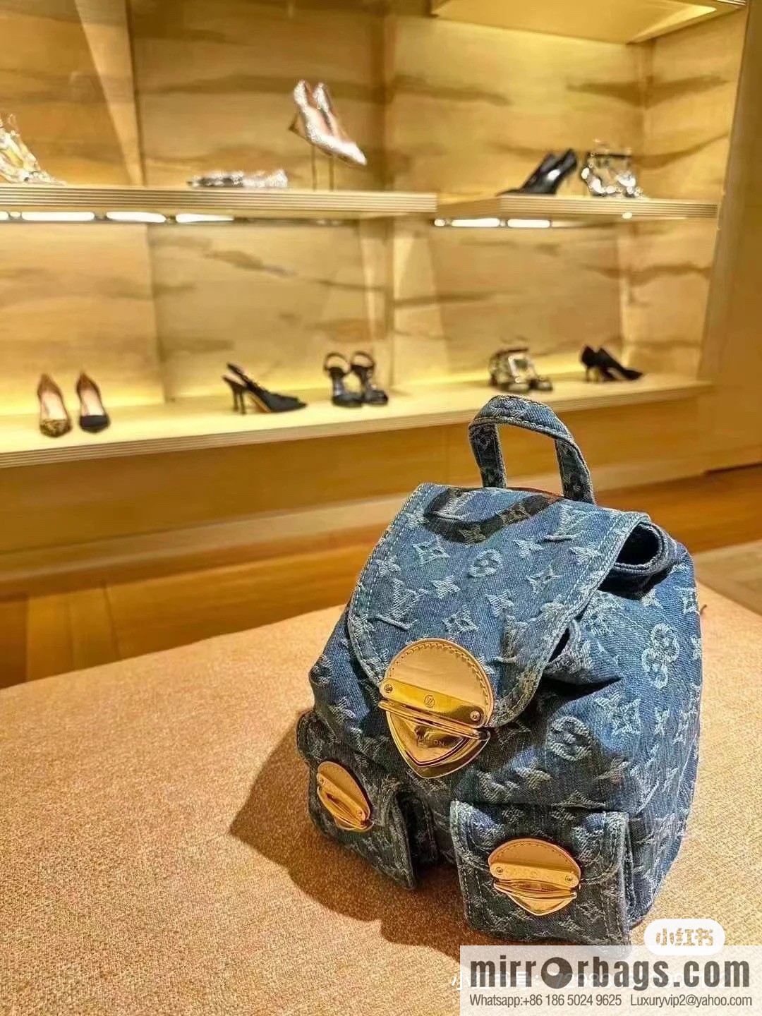 [Boutique‑grade] M46836 blue denim, denim backpack series Venice backpack