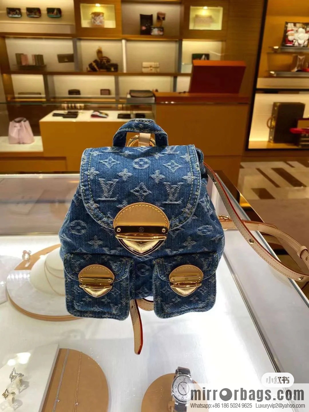 [Boutique‑grade] M46836 blue denim, denim backpack series Venice backpack