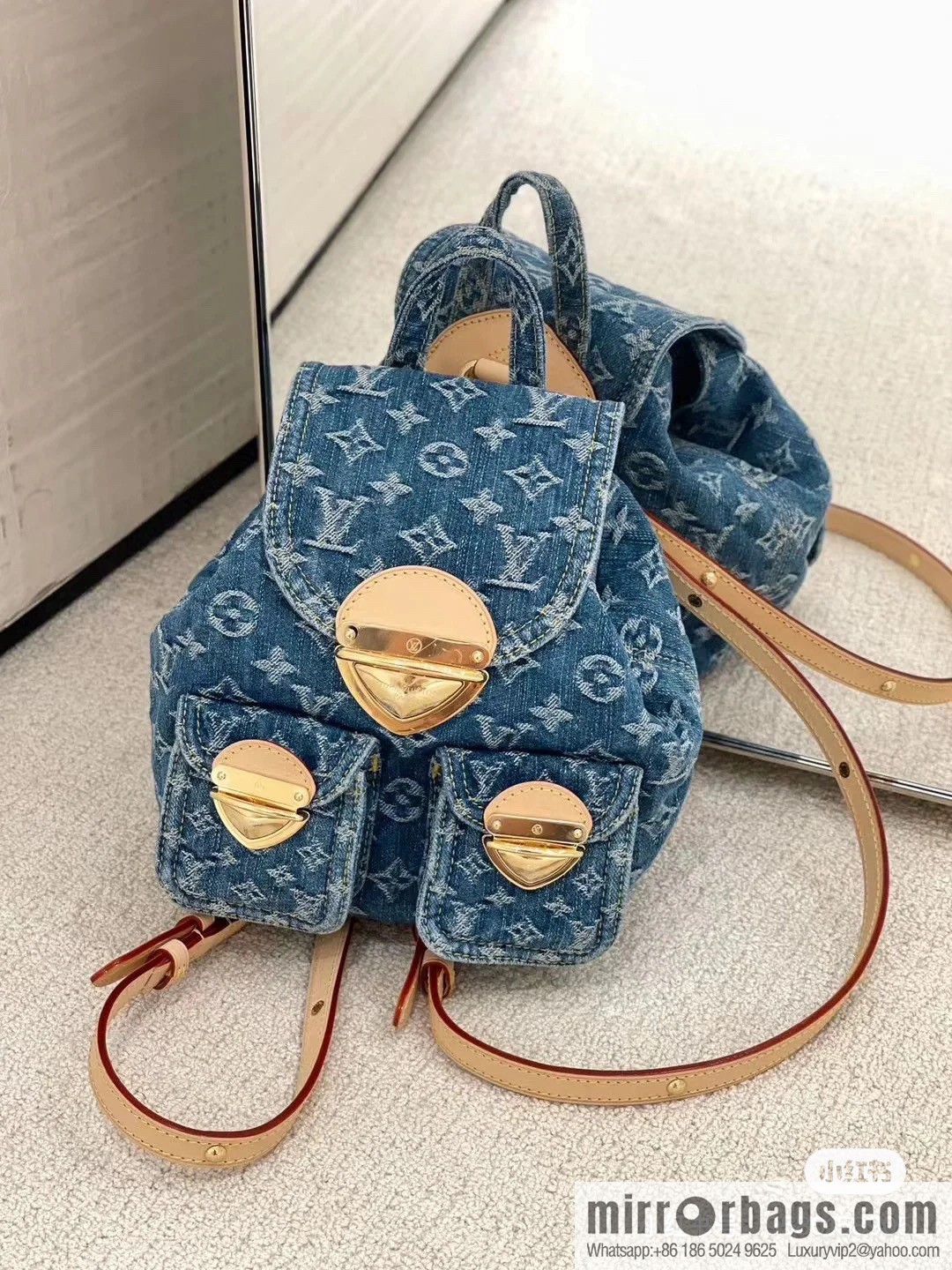 [Boutique‑grade] M46836 blue denim, denim backpack series Venice backpack