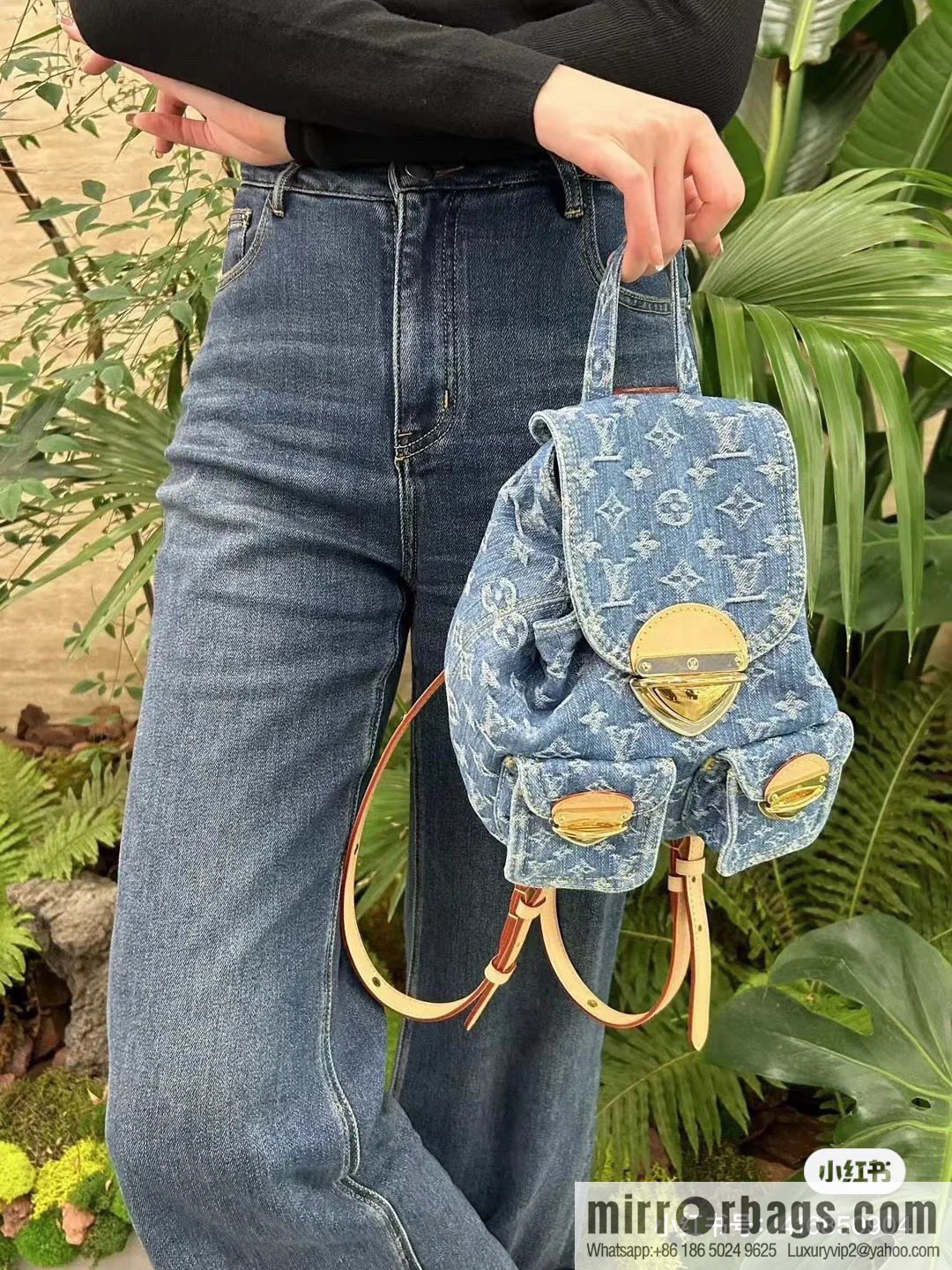 [Boutique‑grade] M46836 blue denim, denim backpack series Venice backpack
