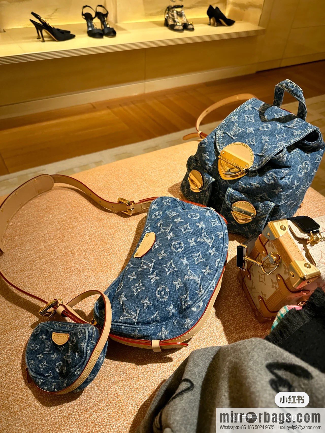 [Boutique‑grade] M46836 blue denim, denim backpack series Venice backpack