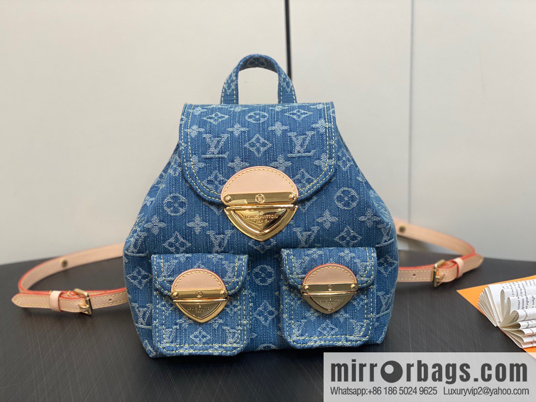 [Boutique‑grade] M46836 blue denim, denim backpack series Venice backpack