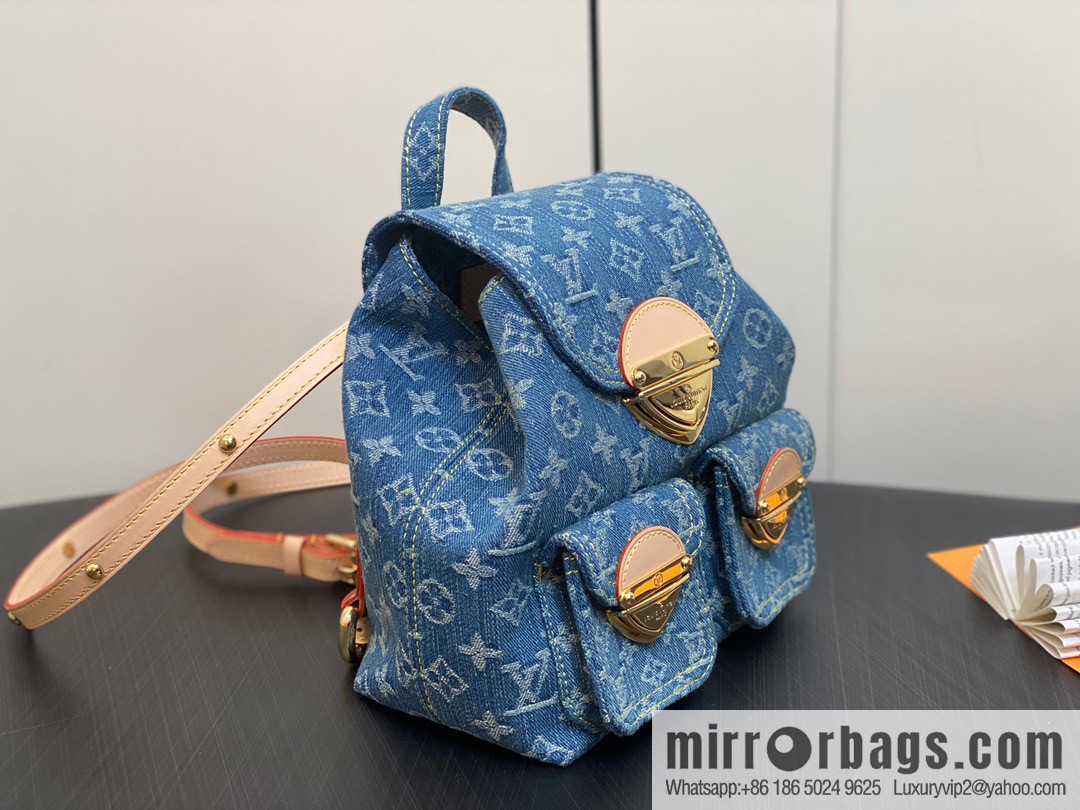 [Boutique‑grade] M46836 blue denim, denim backpack series Venice backpack