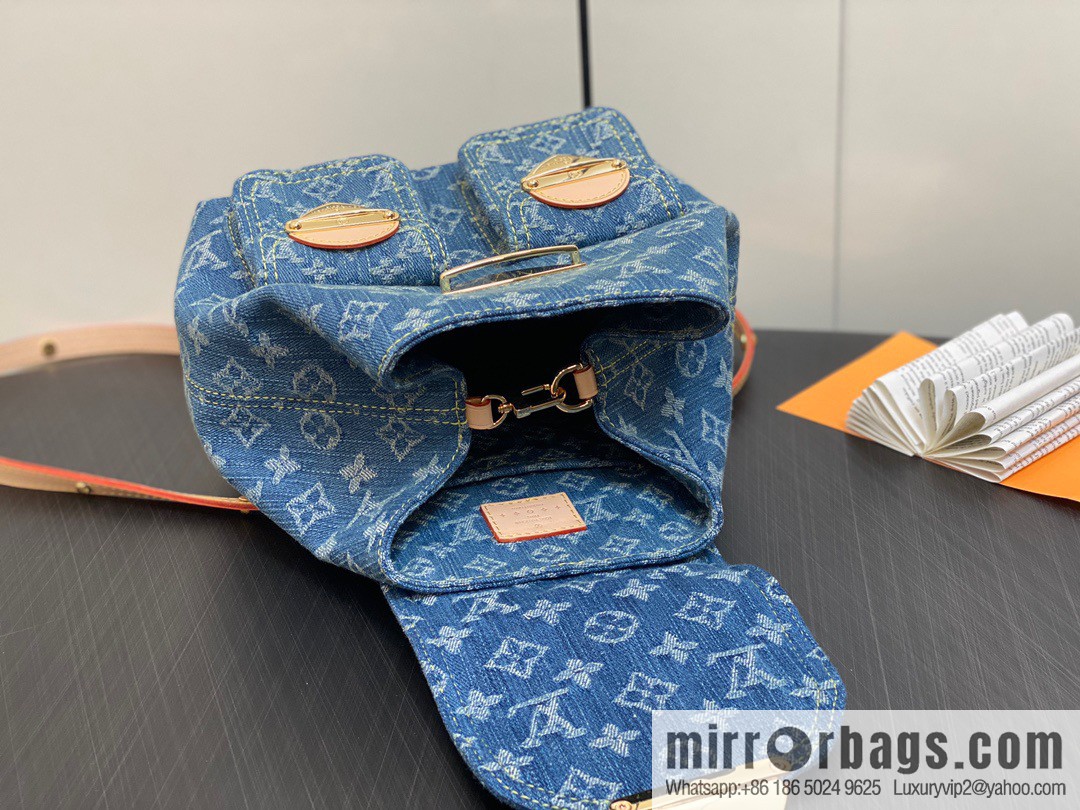 [Boutique‑grade] M46836 blue denim, denim backpack series Venice backpack