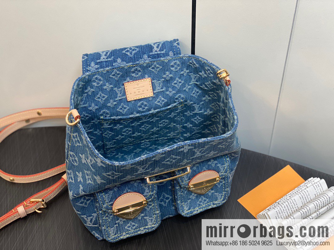 [Boutique‑grade] M46836 blue denim, denim backpack series Venice backpack