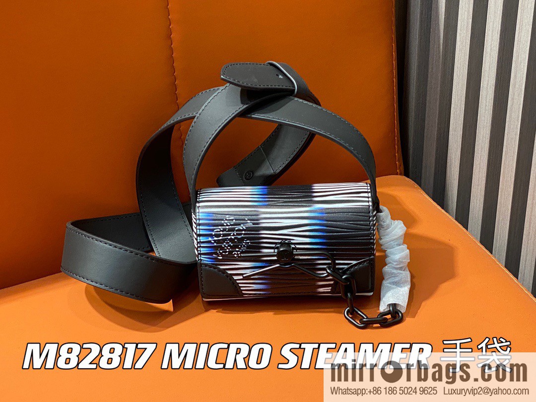 [Boutique‑grade] M82817 night chessboard plaid full leather epi mini men's bag MICRO STEAMER handbag 2024 spring and summer series