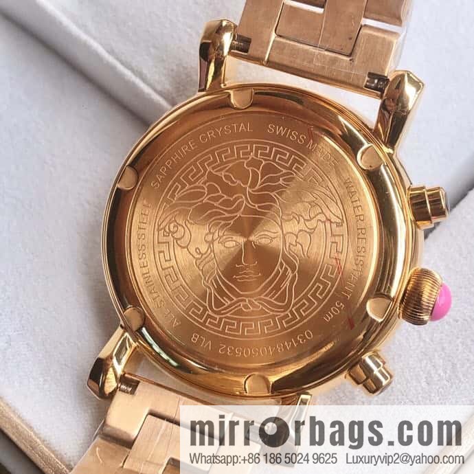 Versace VLB six-hand chronograph quartz women's watch natural mother-of-pearl sapphire glass