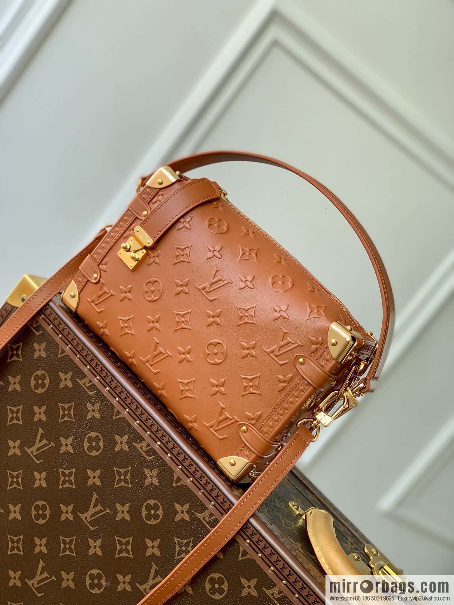 M21709 Full Leather Brown M21741 SIDE TRUNK Handbag