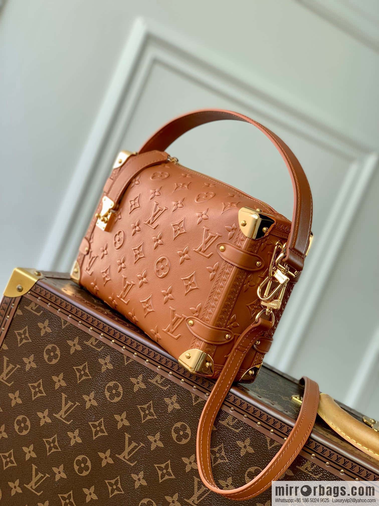 M21709 Full Leather Brown M21741 SIDE TRUNK Handbag