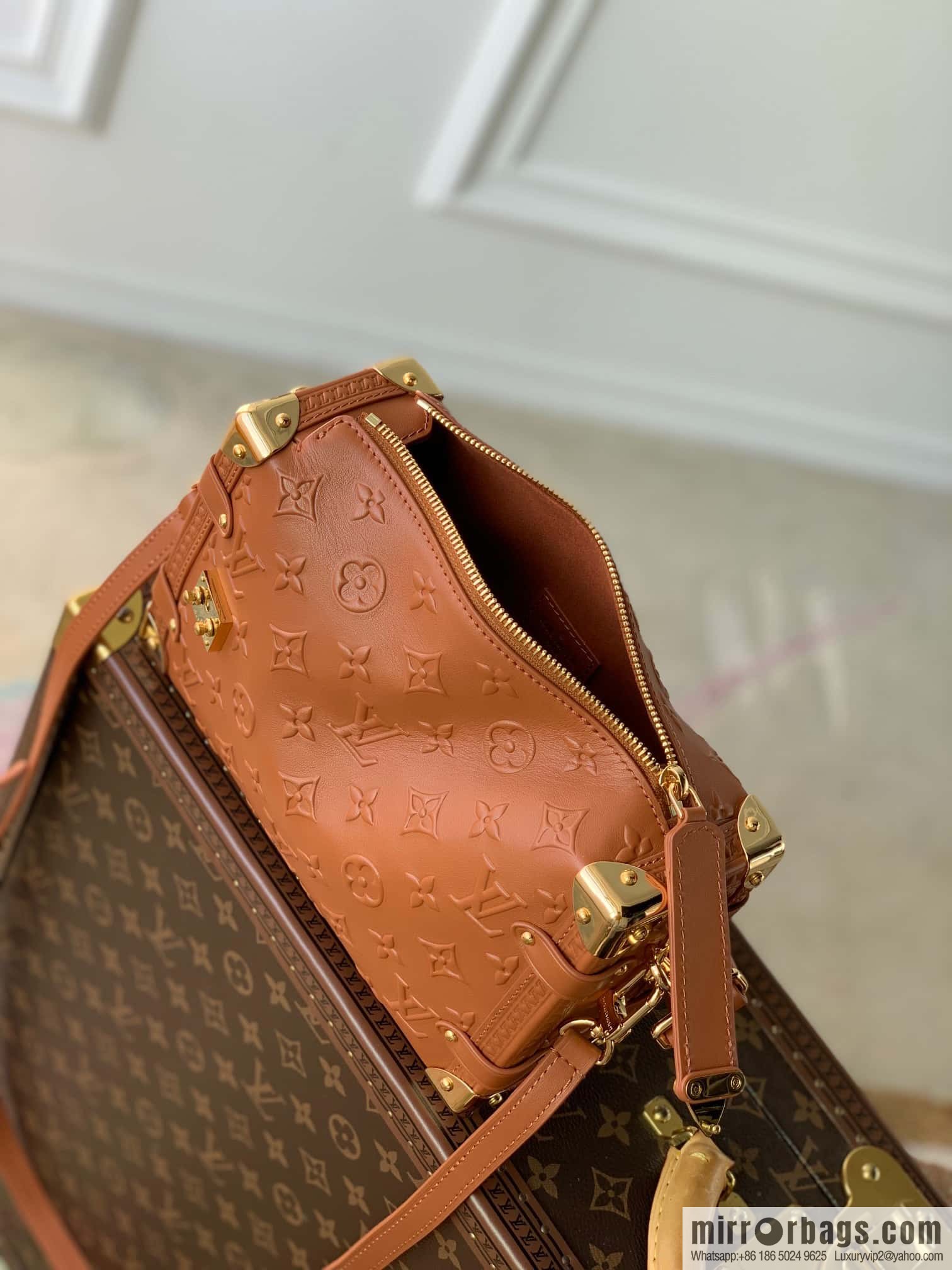 M21709 Full Leather Brown M21741 SIDE TRUNK Handbag