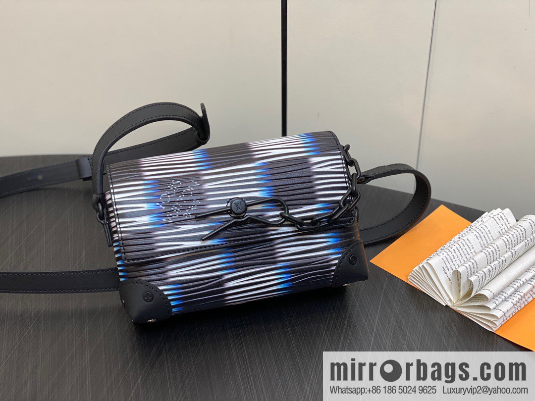 [Boutique‑grade] M82819 night chessboard plaid men's bag full leather epi mailman bag series STEAMER WEARABLE WALLET handbag