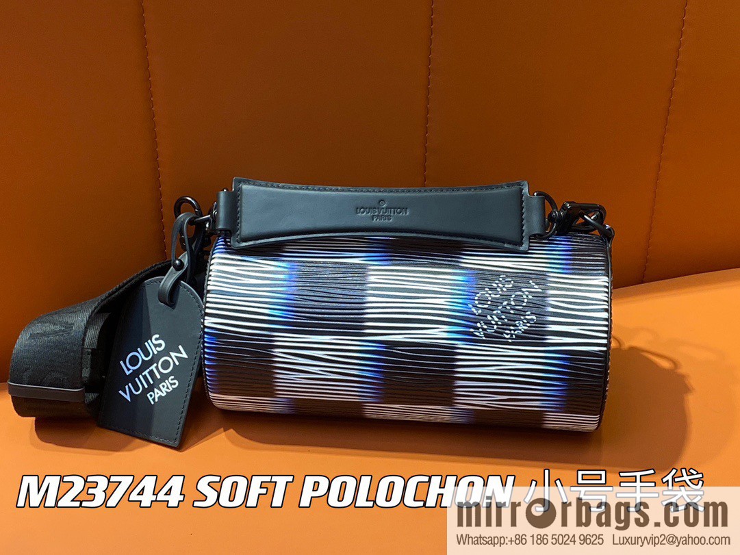 [Boutique‑grade] M23744 night chessboard plaid full leather epi cylinder bag series SOFT POLOCHON small handbag