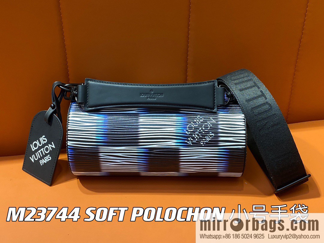 [Boutique‑grade] M23744 night chessboard plaid full leather epi cylinder bag series SOFT POLOCHON small handbag