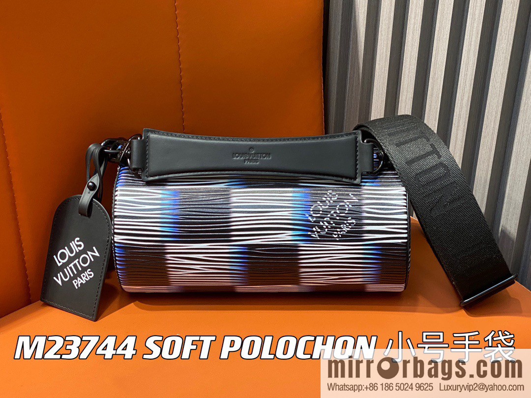 [Boutique‑grade] M23744 night chessboard plaid full leather epi cylinder bag series SOFT POLOCHON small handbag