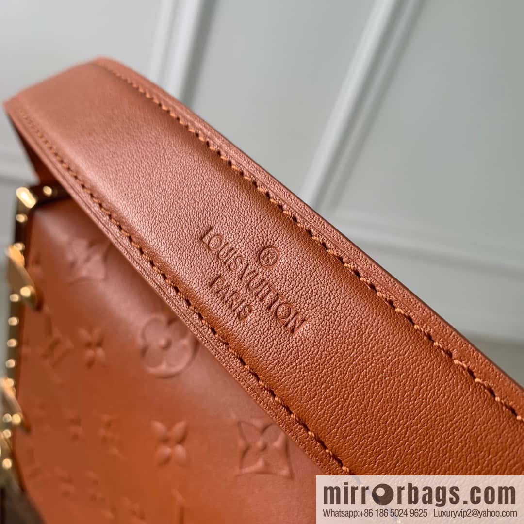 M21477 gold brown full leather M46358 full leather box bag series M21741 SIDE TRUNK handbag (copy)