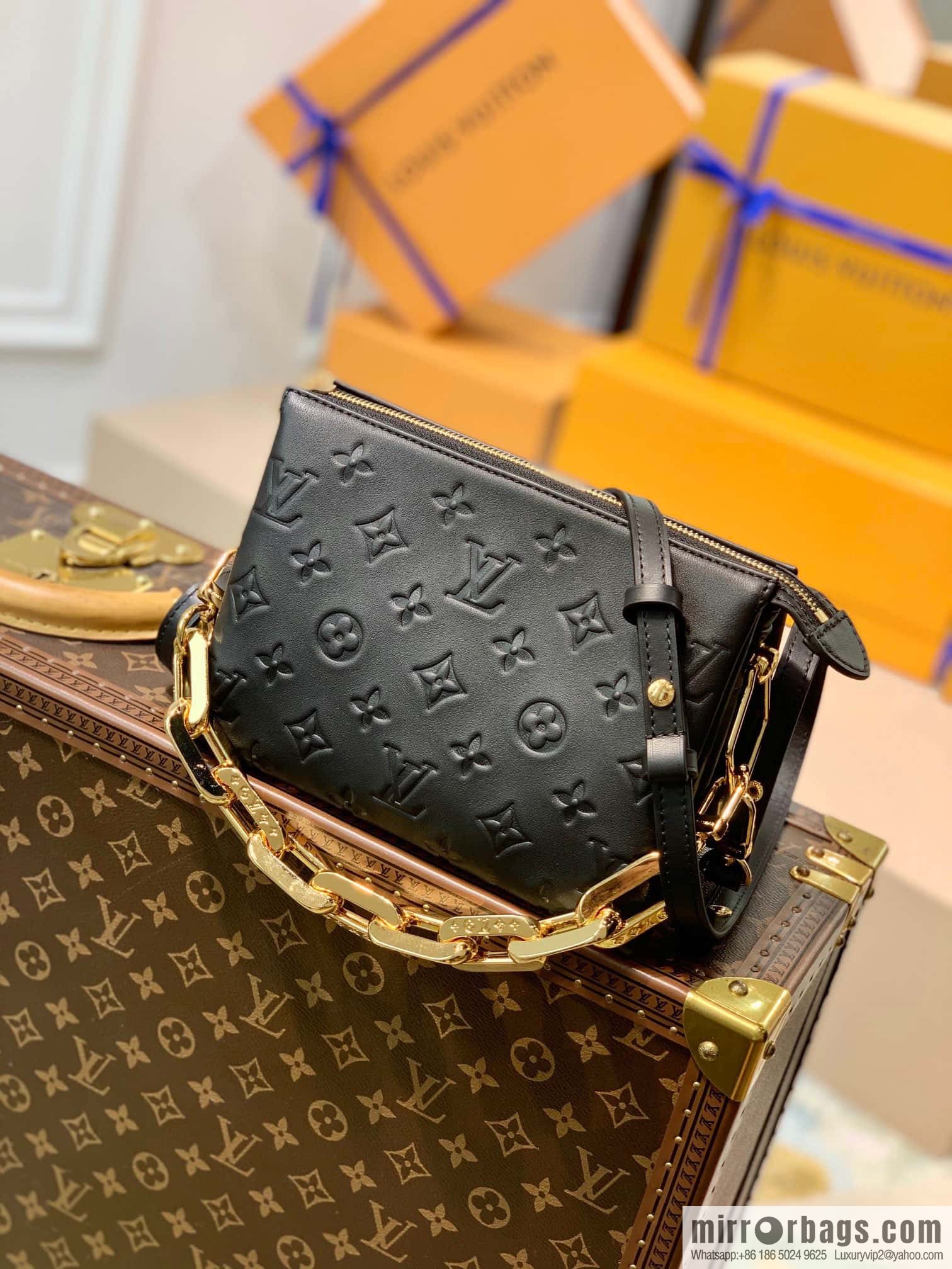 Top original order M57796 black Coussin BB handbag
