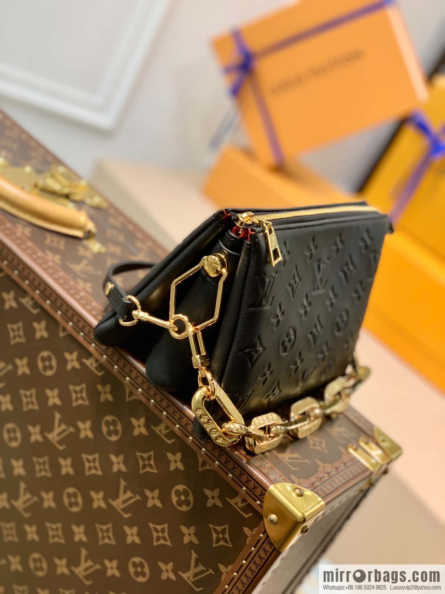 Top original order M57796 black Coussin BB handbag