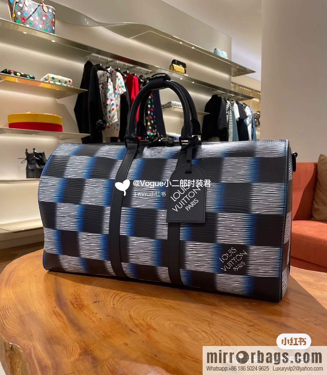 [Premium‑quality] M23771 night chessboard plaid full leather epi travel bag series KEEPALL BANDOULIIZRE 50 travel bag