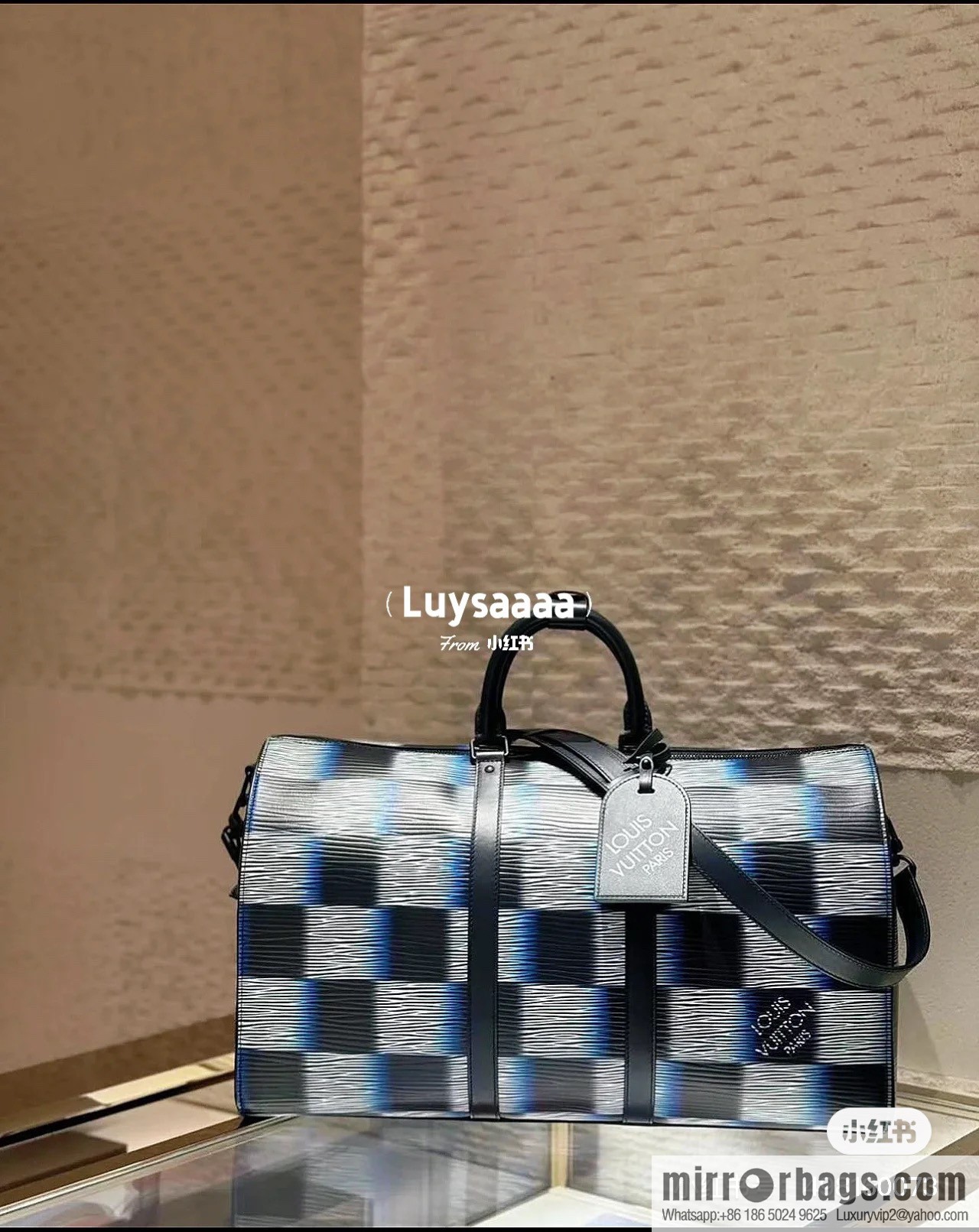 [Premium‑quality] M23771 night chessboard plaid full leather epi travel bag series KEEPALL BANDOULIIZRE 50 travel bag