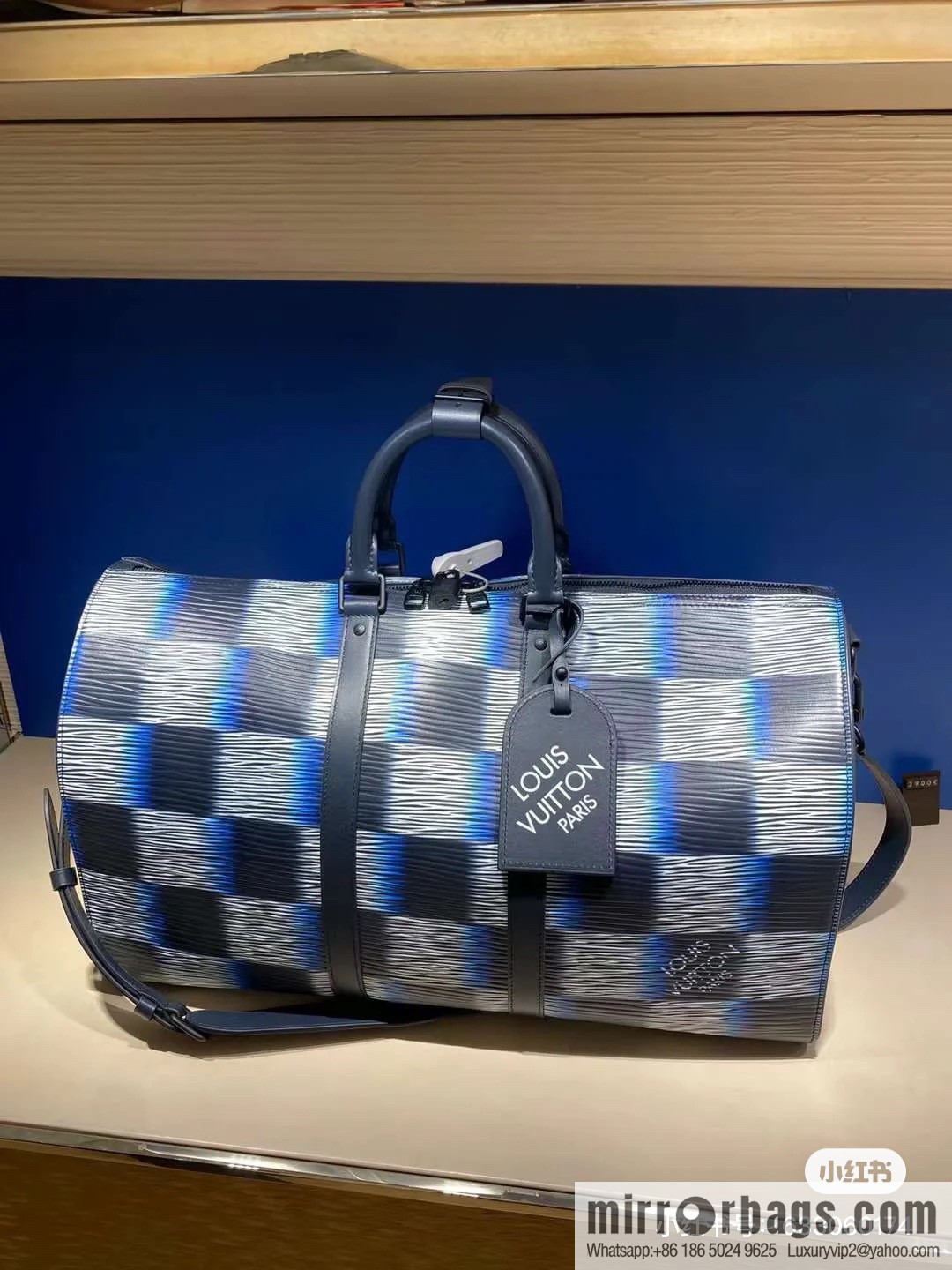 [Premium‑quality] M23771 night chessboard plaid full leather epi travel bag series KEEPALL BANDOULIIZRE 50 travel bag