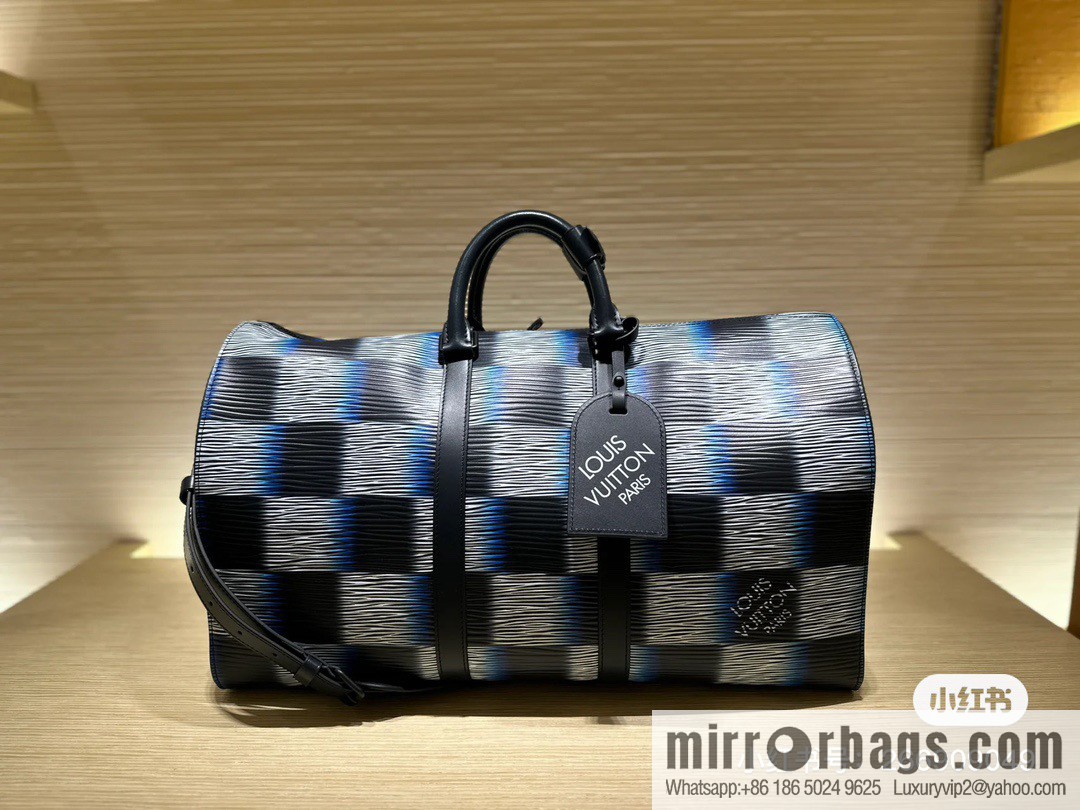 [Premium‑quality] M23771 night chessboard plaid full leather epi travel bag series KEEPALL BANDOULIIZRE 50 travel bag