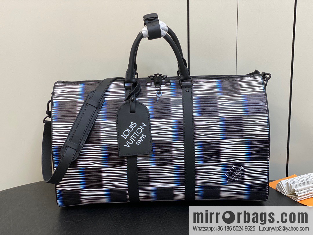 [Premium‑quality] M23771 night chessboard plaid full leather epi travel bag series KEEPALL BANDOULIIZRE 50 travel bag