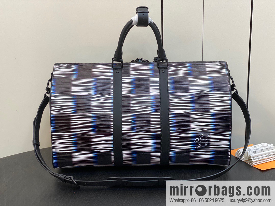 [Premium‑quality] M23771 night chessboard plaid full leather epi travel bag series KEEPALL BANDOULIIZRE 50 travel bag