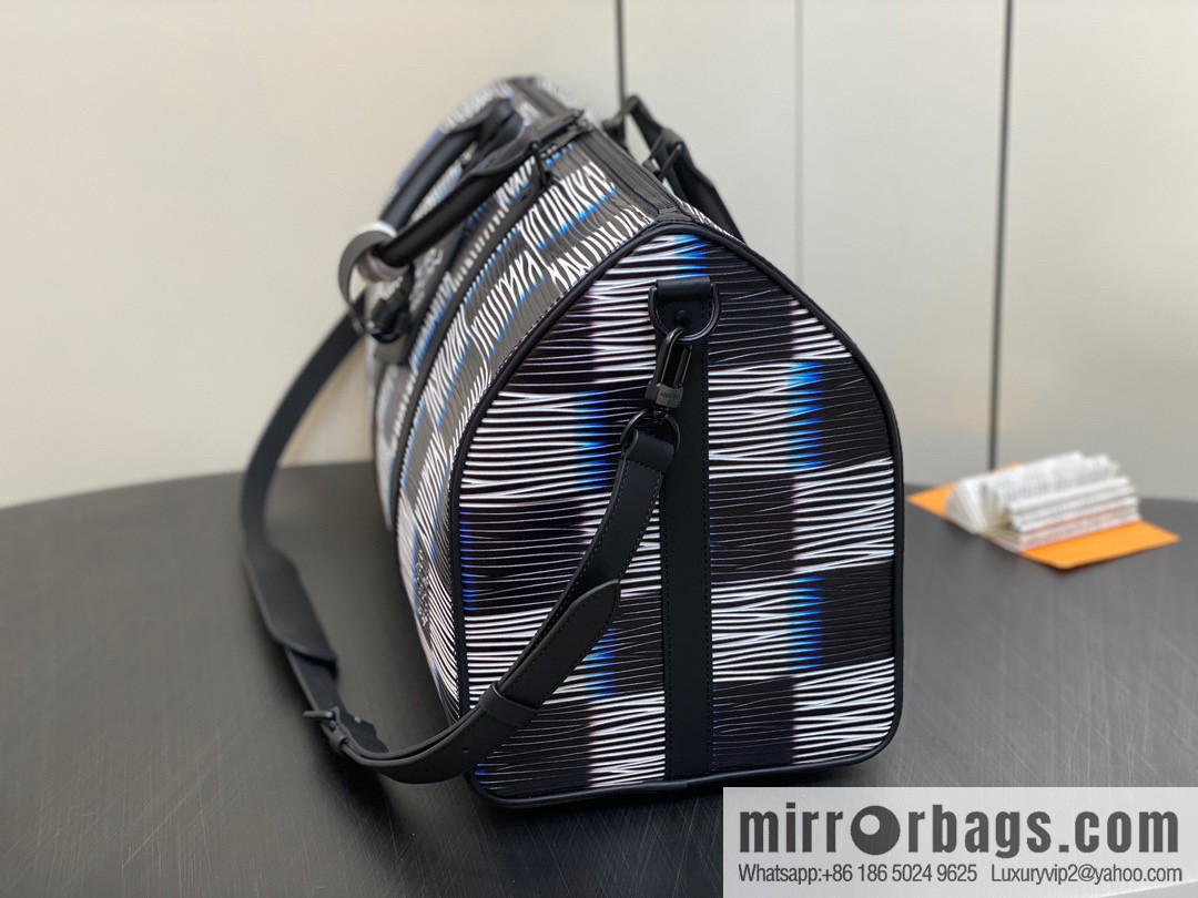 [Premium‑quality] M23771 night chessboard plaid full leather epi travel bag series KEEPALL BANDOULIIZRE 50 travel bag