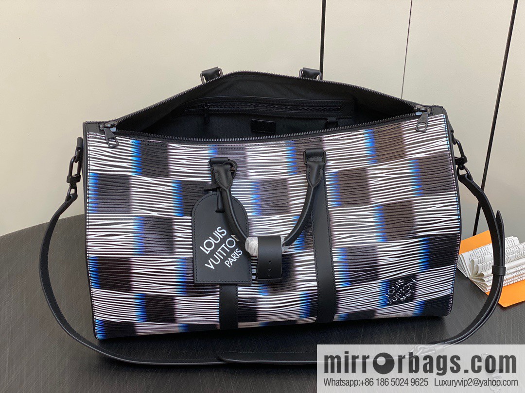 [Premium‑quality] M23771 night chessboard plaid full leather epi travel bag series KEEPALL BANDOULIIZRE 50 travel bag