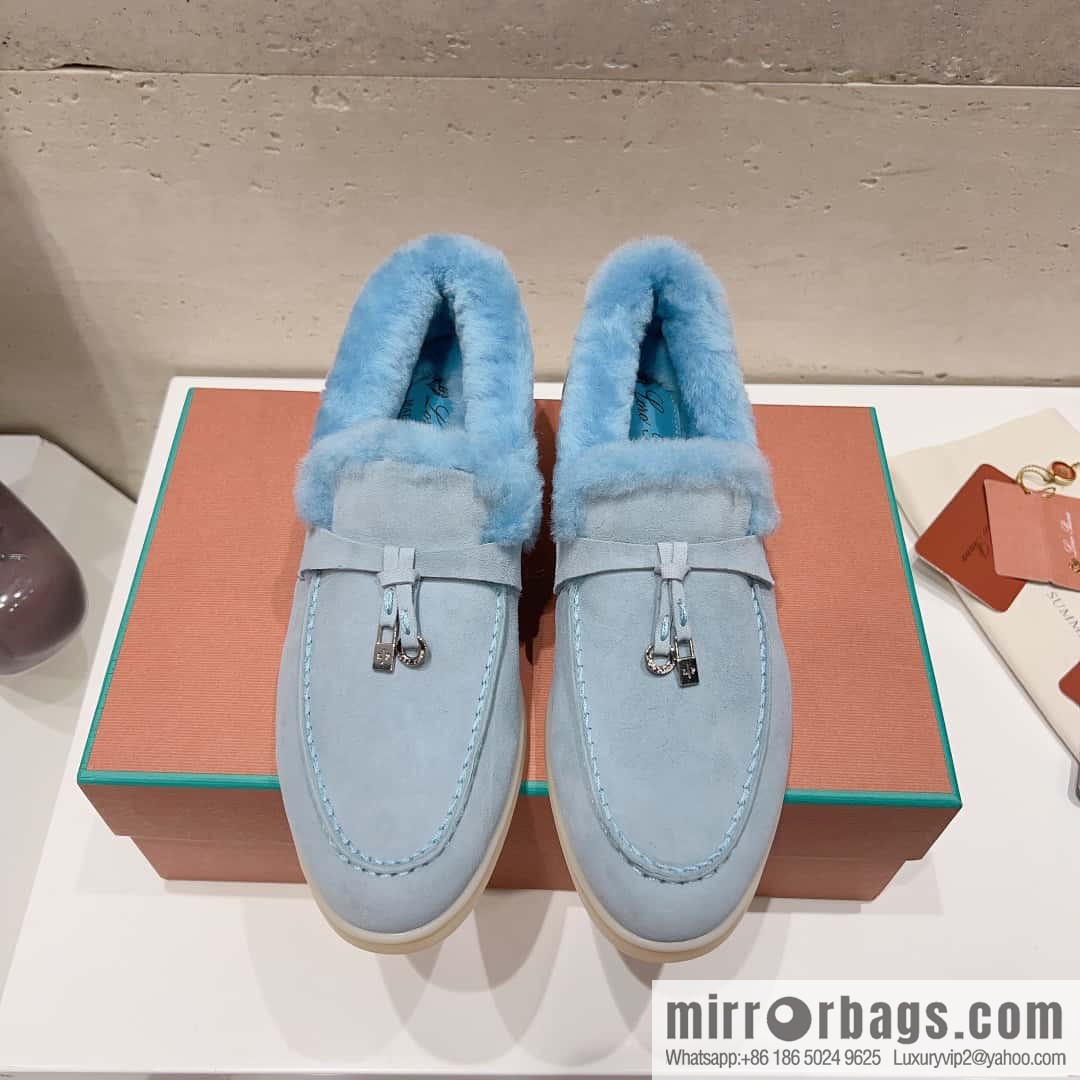 🐰🐰Loro Pian * Classic popular LP top version, British tassel flat-bottomed fluffy loafers