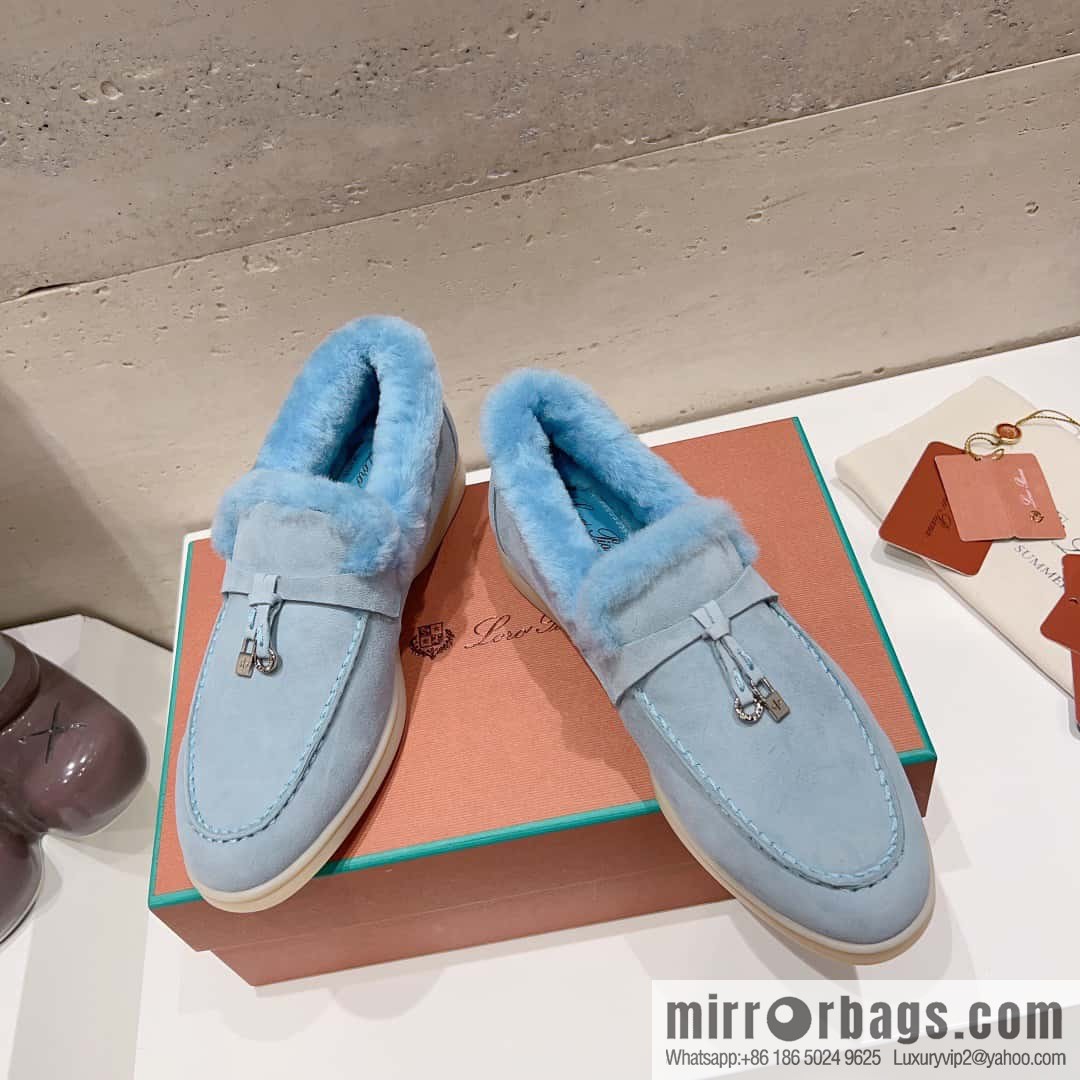 🐰🐰Loro Pian * Classic popular LP top version, British tassel flat-bottomed fluffy loafers