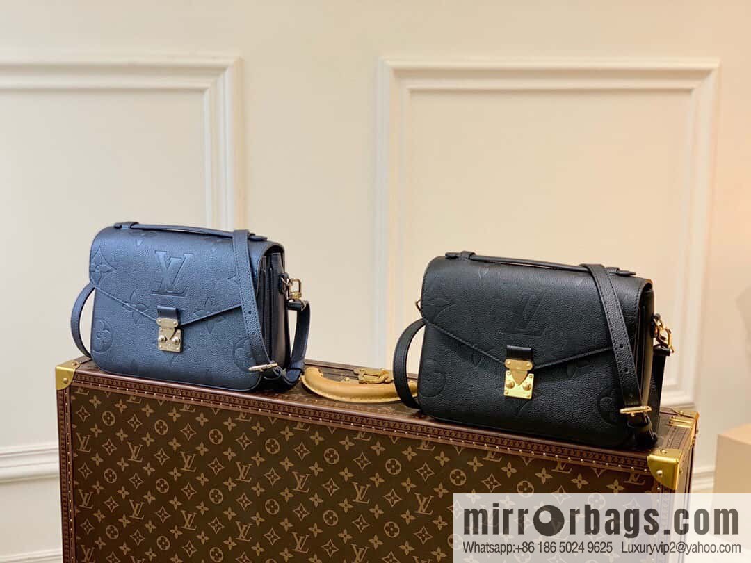 LV top original order M59211 black full leather courier bag Pochette Metis courier bag