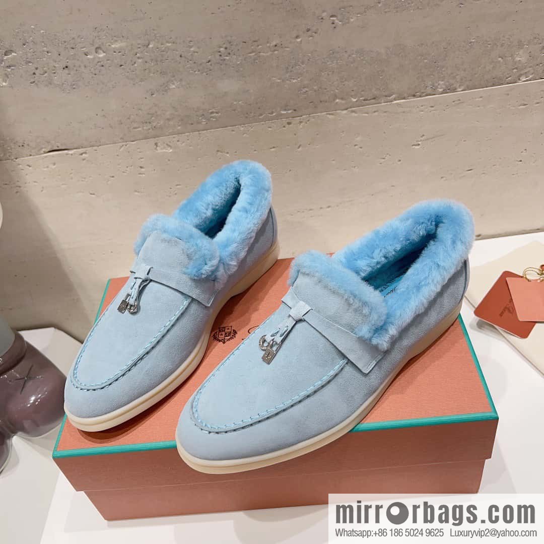 🐰🐰Loro Pian * Classic popular LP top version, British tassel flat-bottomed fluffy loafers