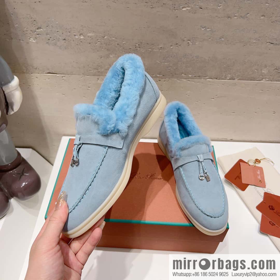 🐰🐰Loro Pian * Classic popular LP top version, British tassel flat-bottomed fluffy loafers