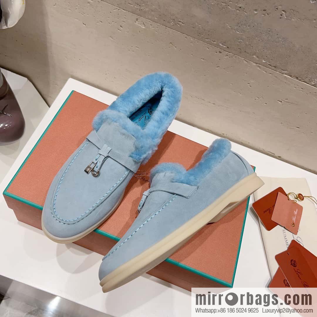 🐰🐰Loro Pian * Classic popular LP top version, British tassel flat-bottomed fluffy loafers