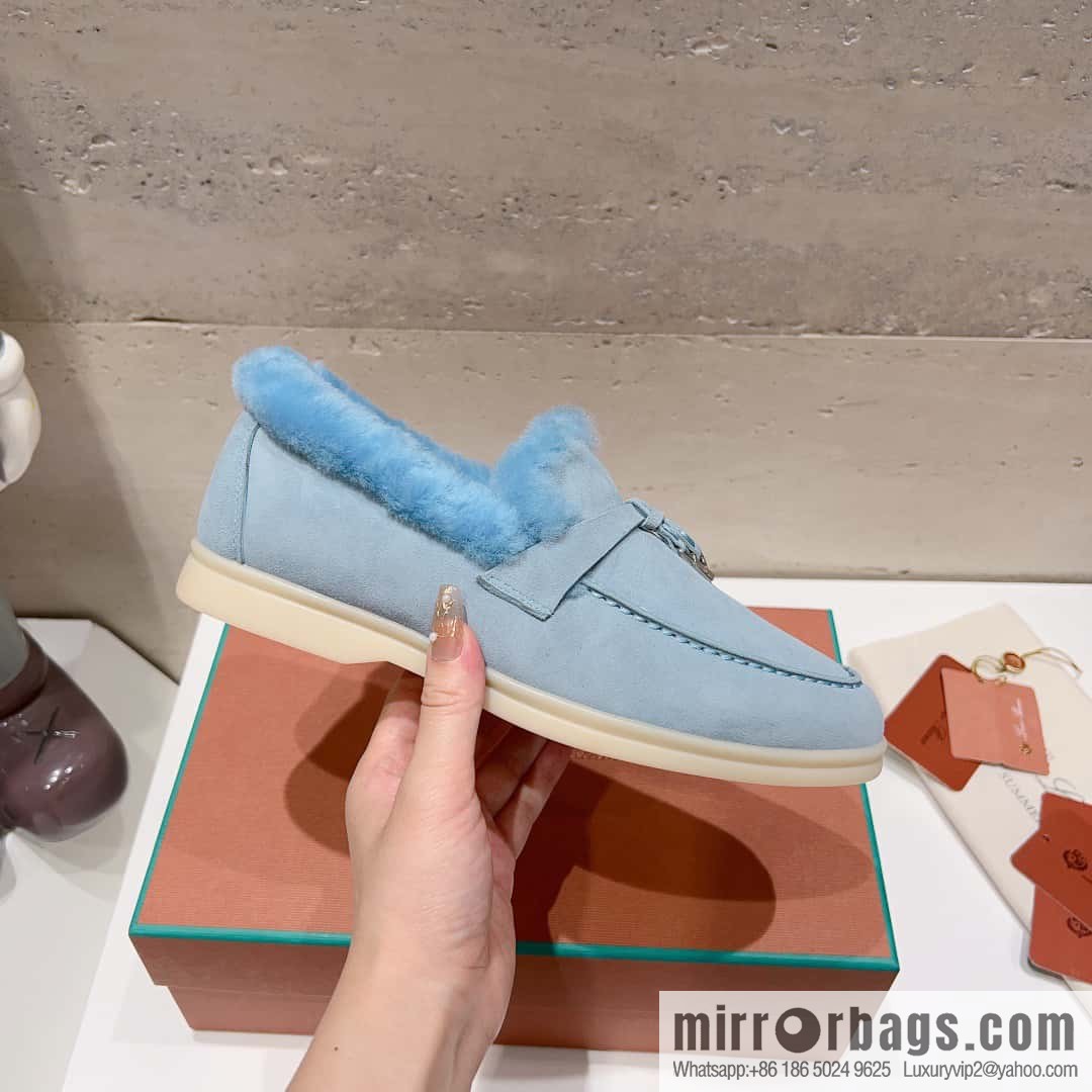 🐰🐰Loro Pian * Classic popular LP top version, British tassel flat-bottomed fluffy loafers