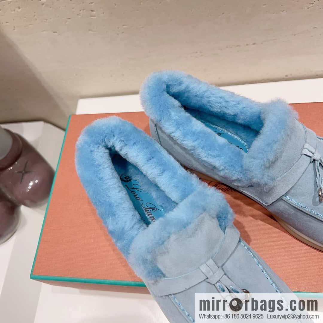 🐰🐰Loro Pian * Classic popular LP top version, British tassel flat-bottomed fluffy loafers