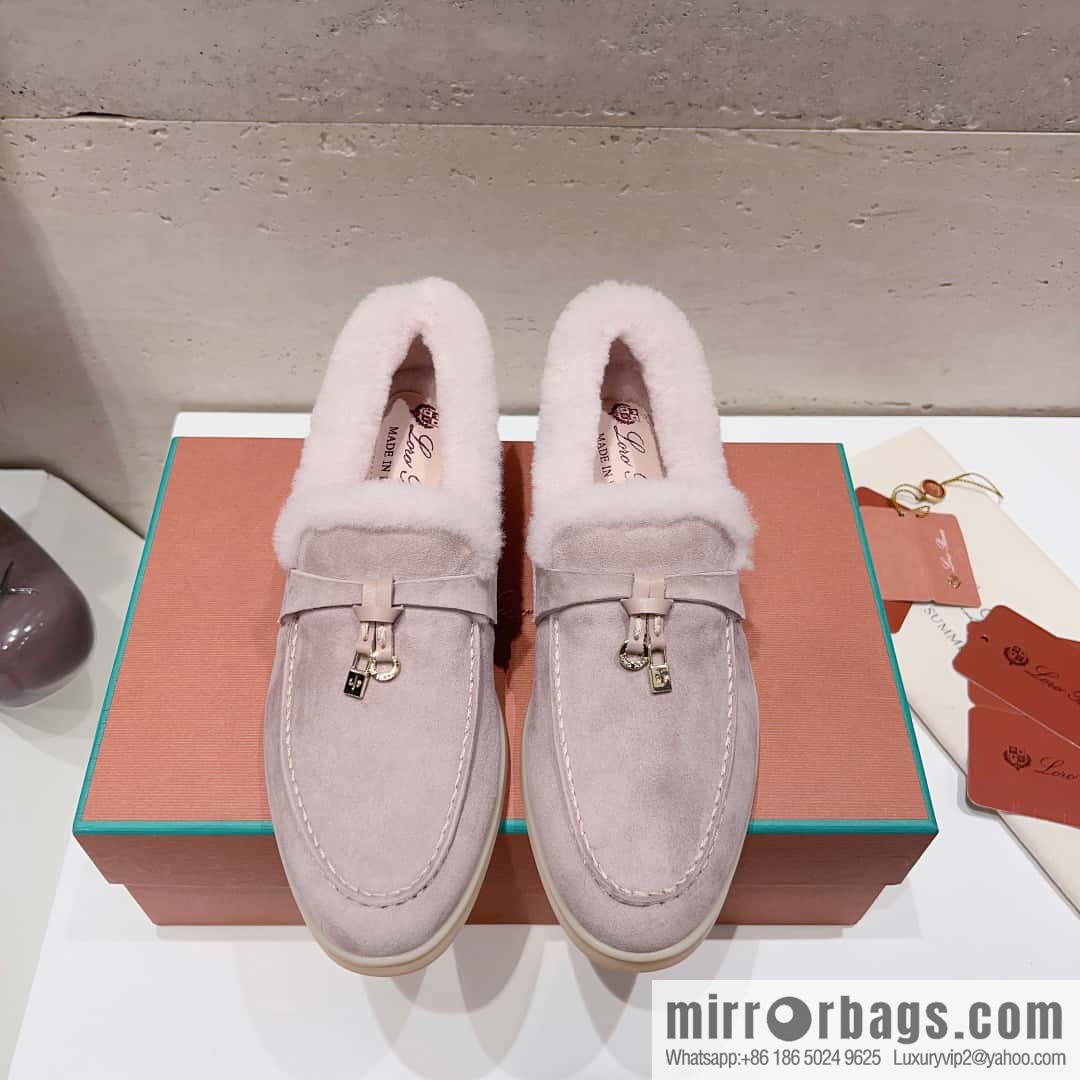 🐰🐰Loro Pian * Classic popular LP top version, British tassel flat-bottomed fluffy loafers