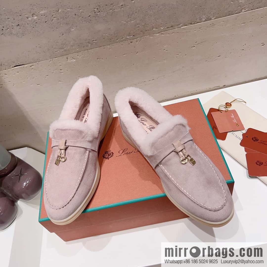 🐰🐰Loro Pian * Classic popular LP top version, British tassel flat-bottomed fluffy loafers
