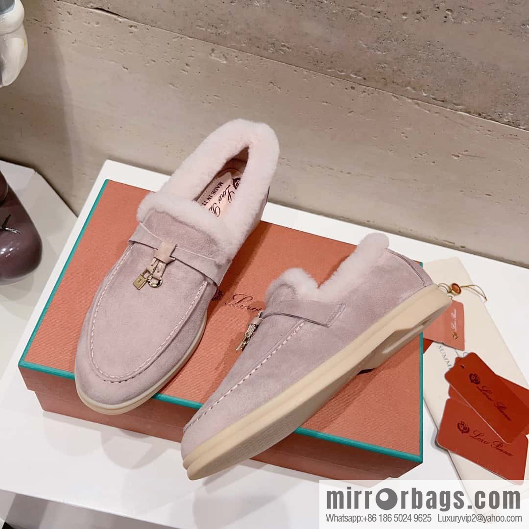 🐰🐰Loro Pian * Classic popular LP top version, British tassel flat-bottomed fluffy loafers