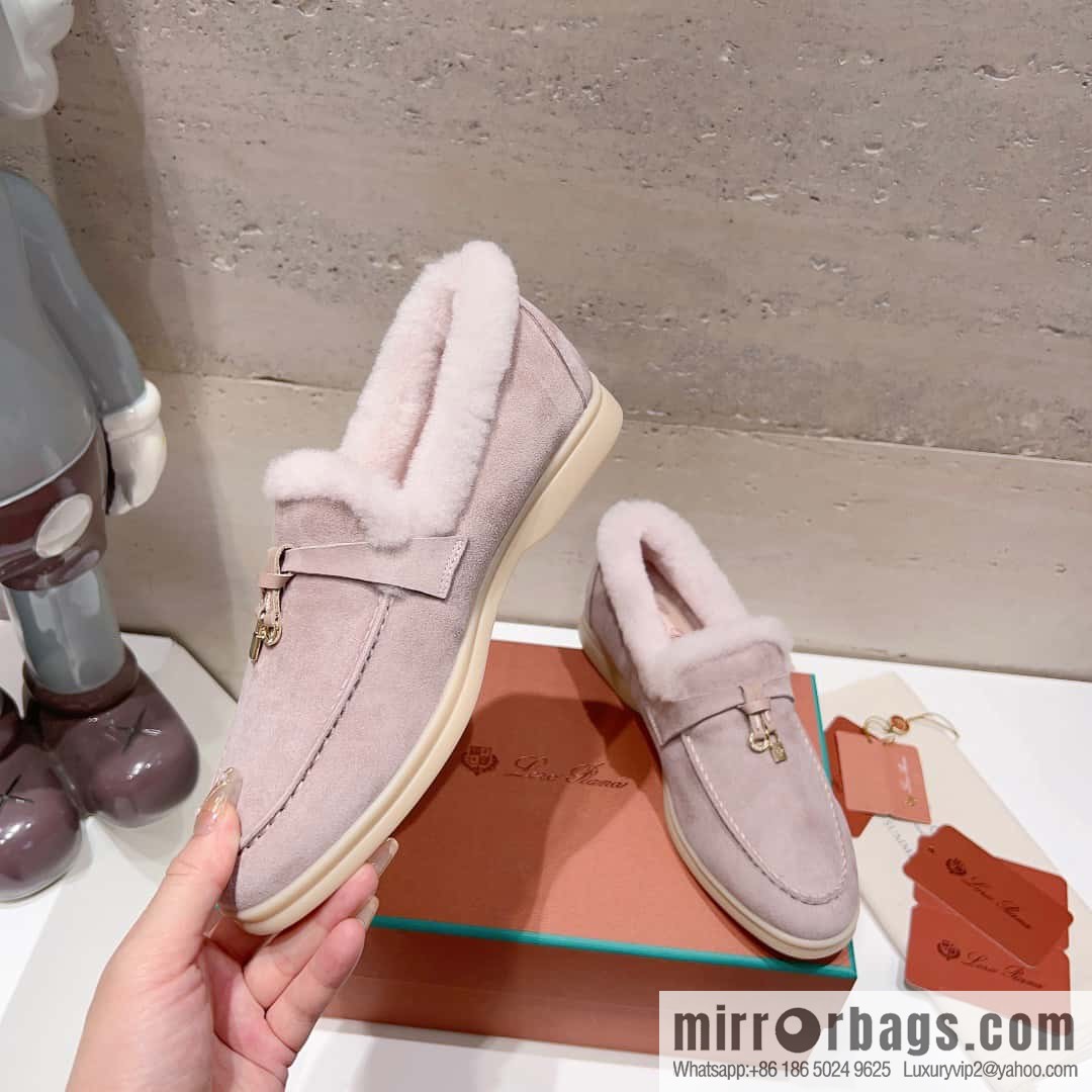🐰🐰Loro Pian * Classic popular LP top version, British tassel flat-bottomed fluffy loafers