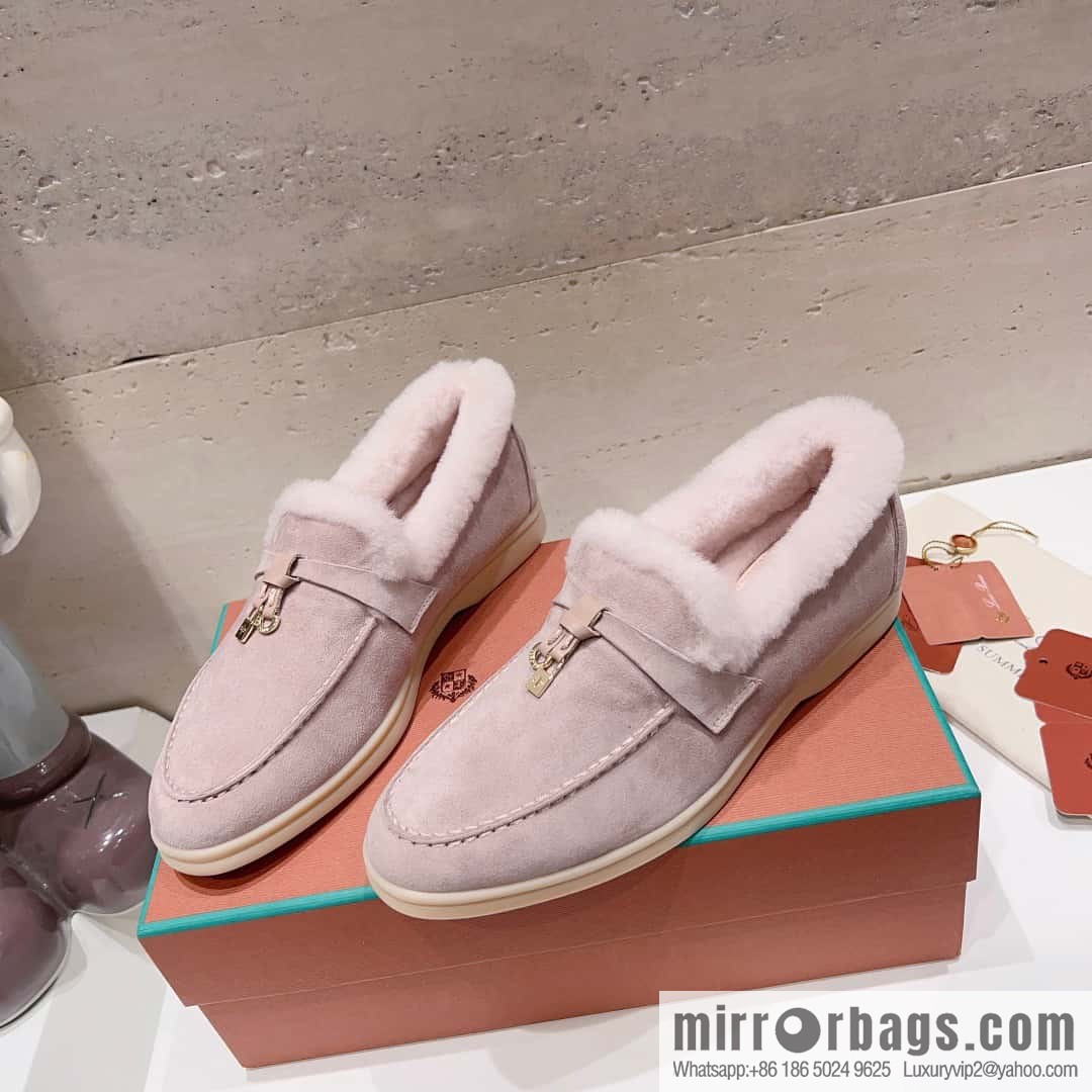 🐰🐰Loro Pian * Classic popular LP top version, British tassel flat-bottomed fluffy loafers