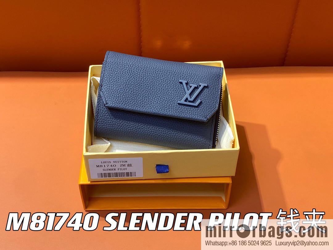 [Boutique‑grade] M82410 dark blue, full leather wallet series M81740 SLENDER PILOT wallet