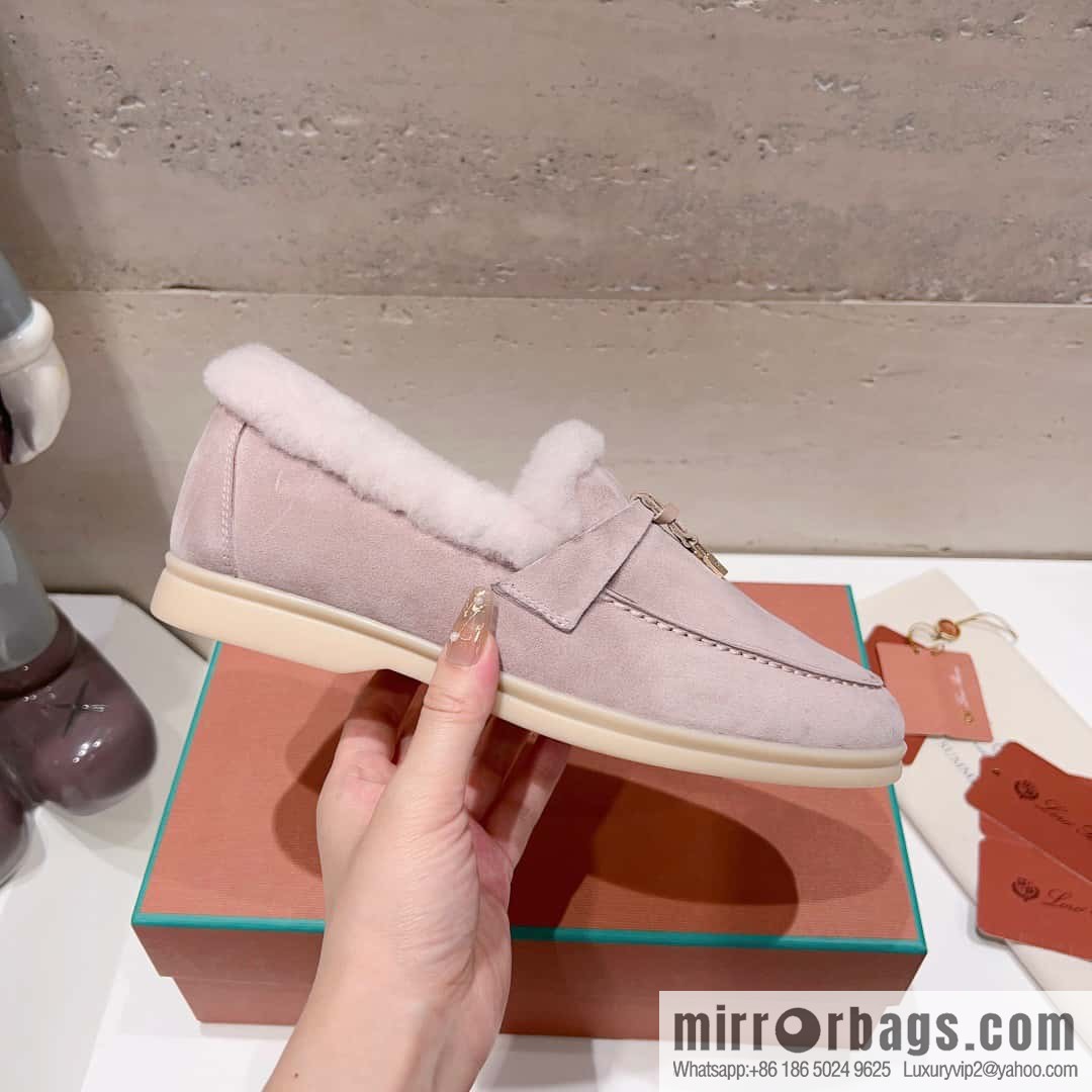 🐰🐰Loro Pian * Classic popular LP top version, British tassel flat-bottomed fluffy loafers