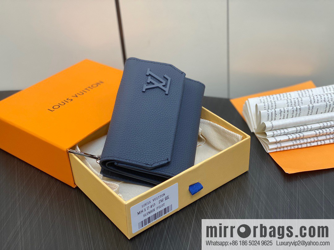 [Boutique‑grade] M82410 dark blue, full leather wallet series M81740 SLENDER PILOT wallet