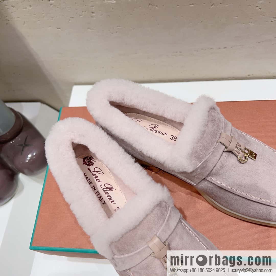 🐰🐰Loro Pian * Classic popular LP top version, British tassel flat-bottomed fluffy loafers