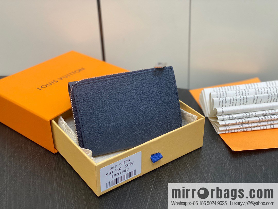 [Boutique‑grade] M82410 dark blue, full leather wallet series M81740 SLENDER PILOT wallet