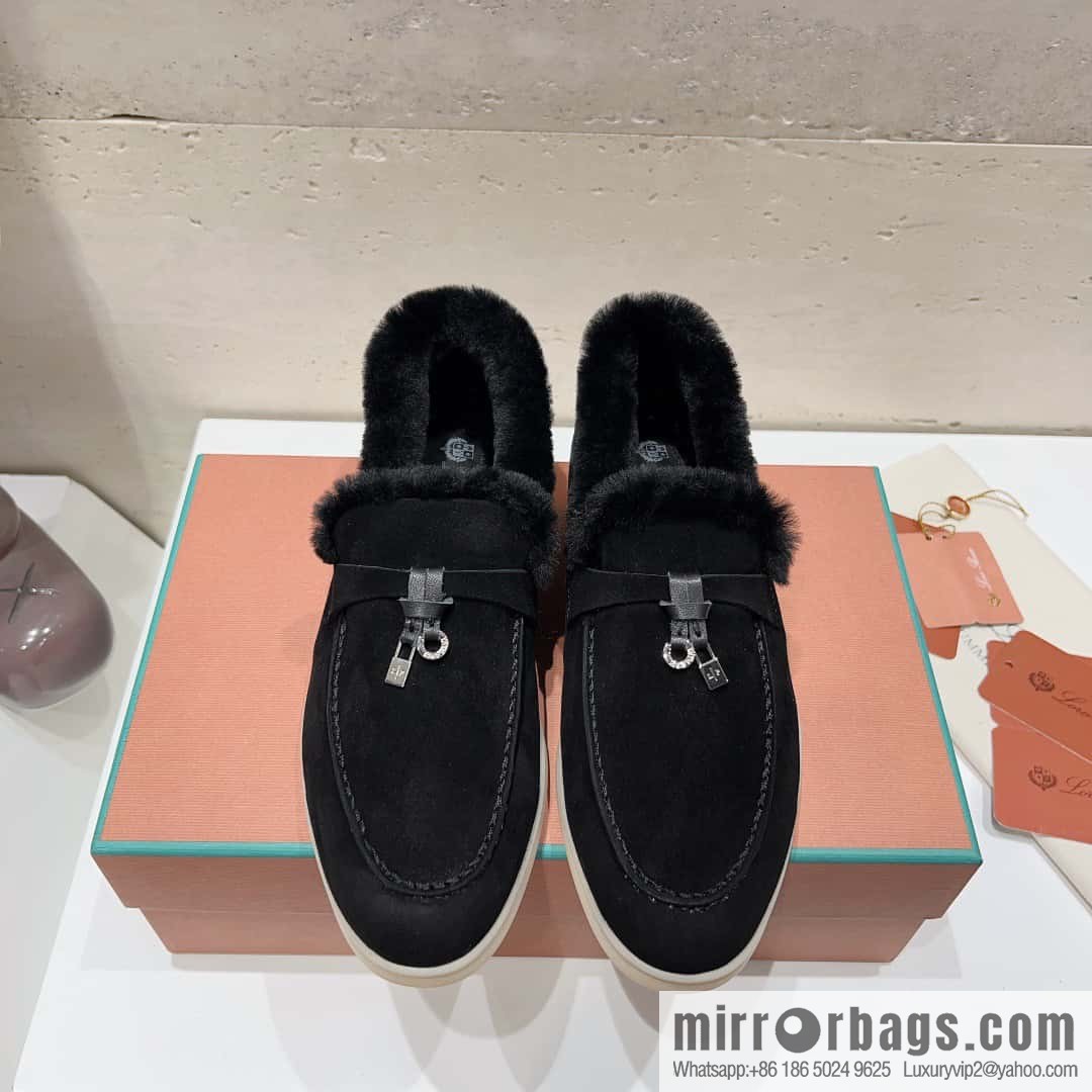 🐰🐰Loro Pian * Classic popular LP top version, British tassel flat-bottomed fluffy loafers